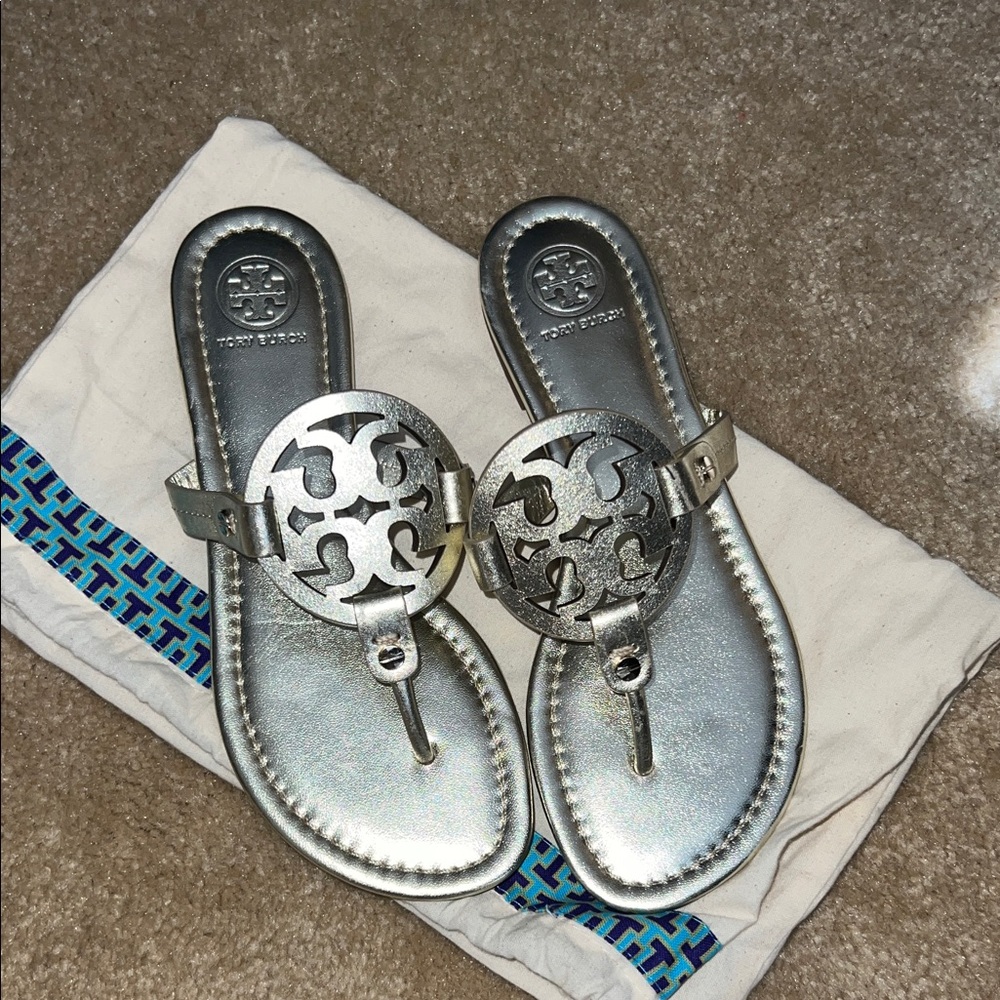 Tory Burch gold metallic Miller sandals 6 NWOT